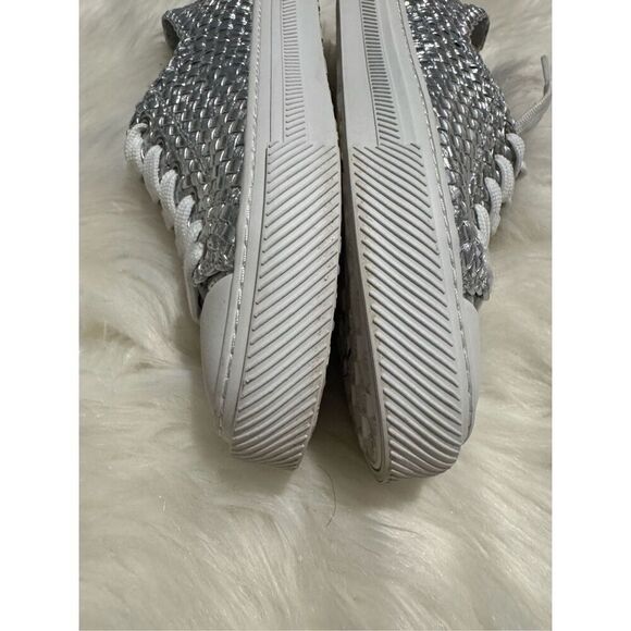 Stuart Weitzman woven metallic leather sneakers silver 38 - Picture 7 of 15
